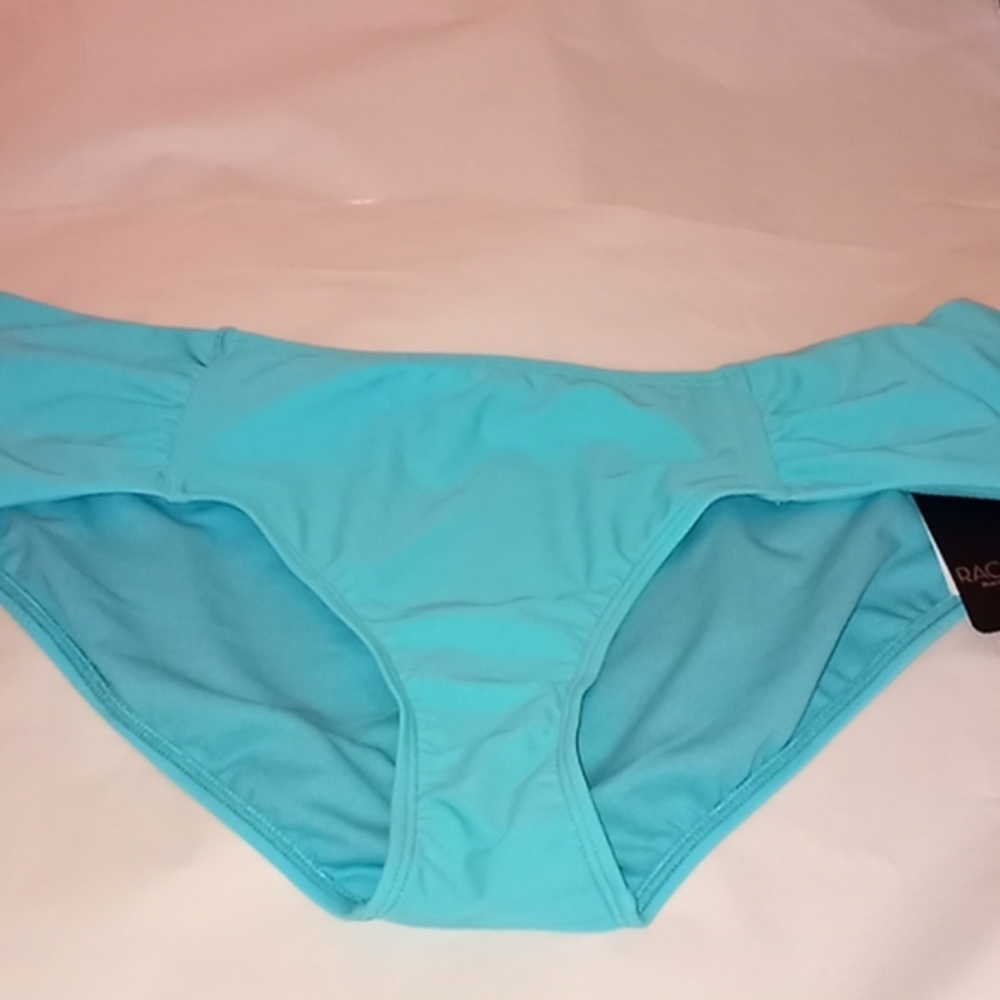 RACHEL Rachel Roy Boardwalk Ruched Bikini Bottom Aqua Blue XL